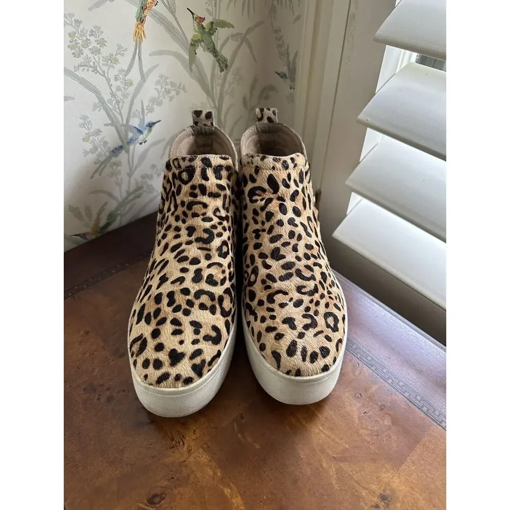 Steve Madden Sneakers Brown Black Animal Print Size 8 Real Fur Cow Hair
